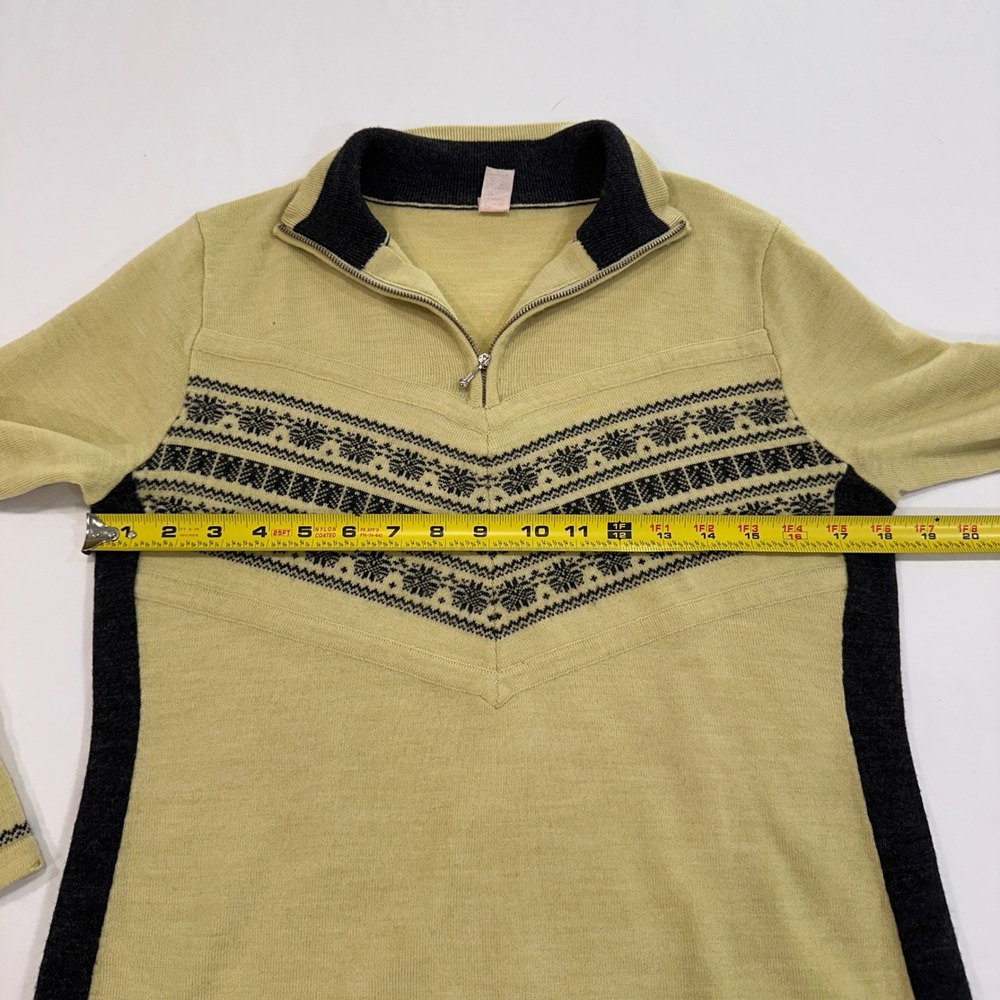 Free People Merino Wool Fair Isle Quarter Zip Sweater Womens Large Yellow Nordic - Picture 7 of 8
